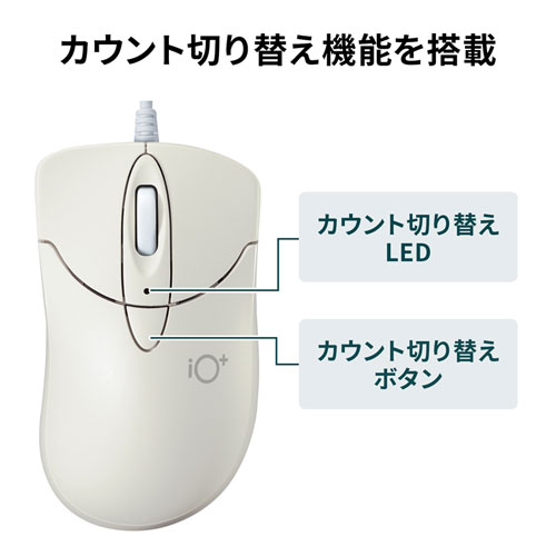 MA-IPYBS301IV / 静音有線ブルーLEDマウス　イオプラス（アイボリー）