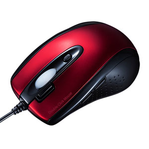 MA-IR125R / 有線IR LEDマウス(ダブルクリックボタン付き・レッド)