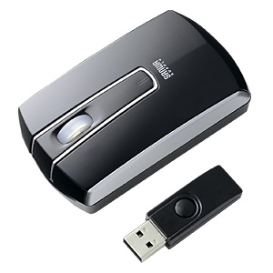 MA-LSW9BK / 携帯収納ワイヤレスレーザーマウス(ピアノブラック)