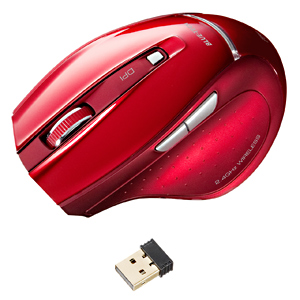 MA-NANOH11R / 超小型レシーバーワイヤレスブルーテックマウス(レッド)