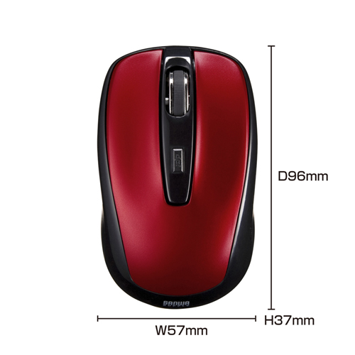 MA-NANOH8R / 超小型レシーバーワイヤレス光学式マウス（レッド）