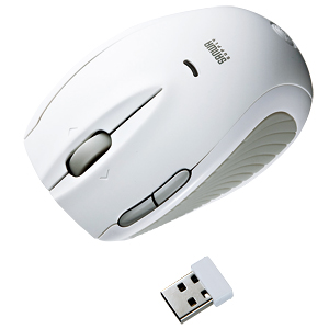 MA-NANOLS5W / 極小レシーバーワイヤレスレーザーマウス(ホワイト)