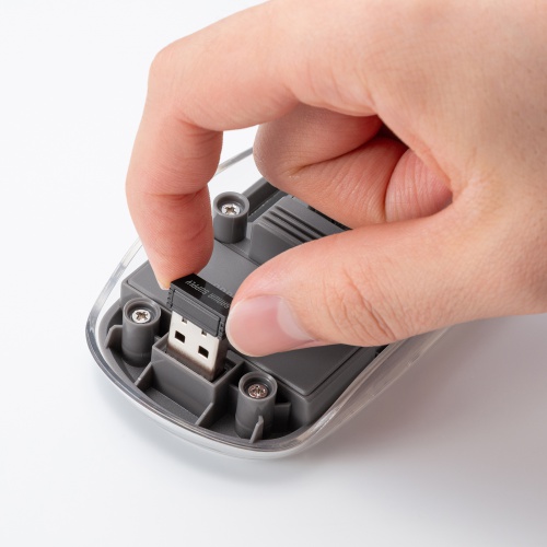 MA-SWBIRS332BK / Bluetoothワイヤレスマウス(透明ケース・充電式・ブラック)