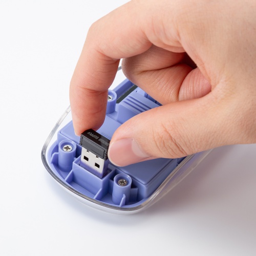 MA-SWBIRS332BL / Bluetoothワイヤレスマウス(透明ケース・充電式・ブルー)