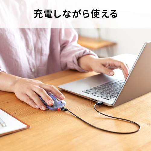 MA-SWBIRS332BL / Bluetoothワイヤレスマウス(透明ケース・充電式・ブルー)