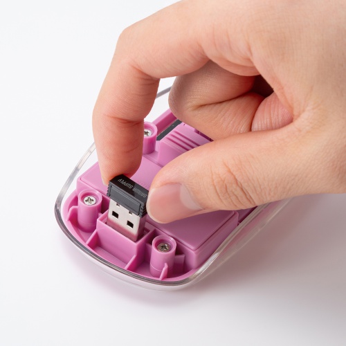 MA-SWBIRS332P / Bluetoothワイヤレスマウス(透明ケース・充電式・ピンク)