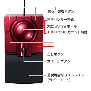 MA-TB38R / オプトトラックボールPro（レッド）