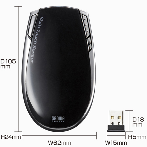 MA-TOUCH2WIN / ワイヤレスタッチセンサーマウス（Windows用・ブラック）