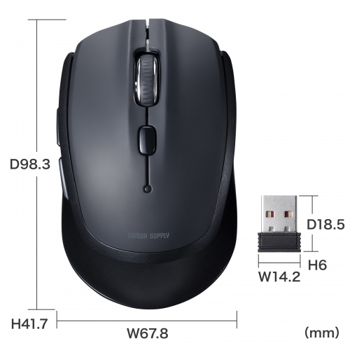 MA-WB509BK / ワイヤレスブルーLEDマウス（5ボタン・ブラック）