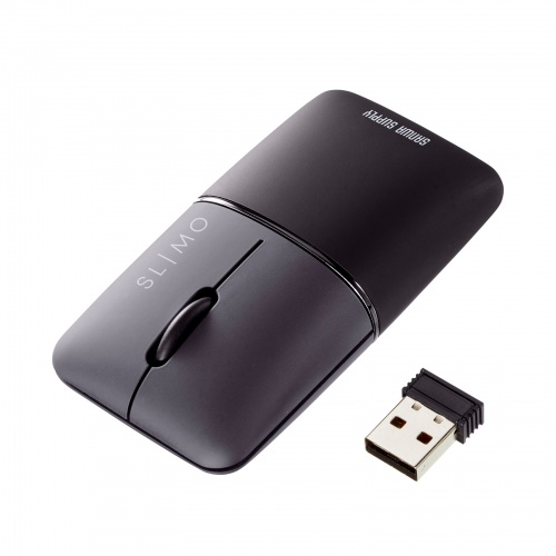MA-WBBS310BK / 静音ワイヤレスブルーLEDコンボマウス　SLIMO・ブラック（充電式）