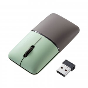 MA-WBBS310G / 静音ワイヤレスブルーLEDコンボマウス　SLIMO・グリーン（充電式）