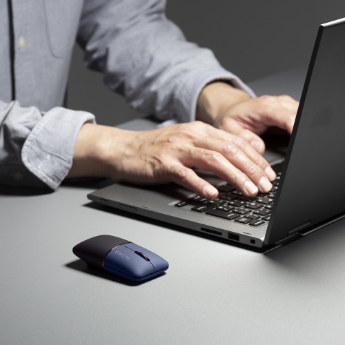 MA-WBBS310NV / 静音ワイヤレスブルーLEDコンボマウス　SLIMO・ネイビー（充電式）