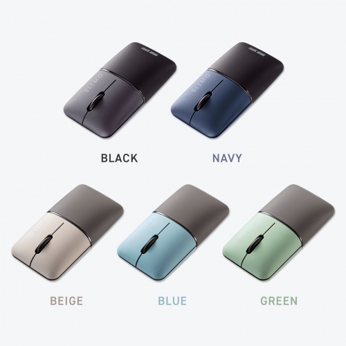 MA-WBBS310NV / 静音ワイヤレスブルーLEDコンボマウス　SLIMO・ネイビー（充電式）