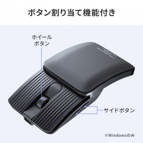 MA-WBBS526GY / 静音ワイヤレスブルーLED コンボマウス（5ボタン・グレー）