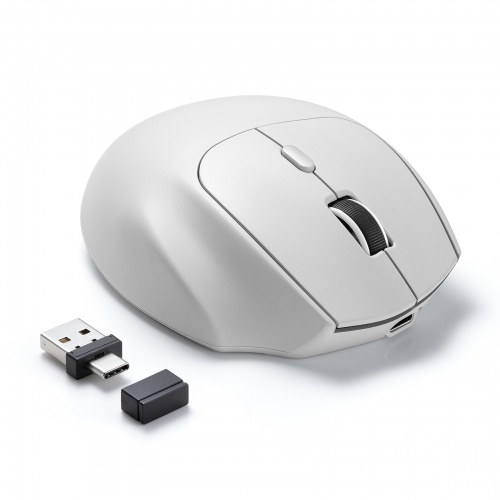 MA-WBIRS539GY / Bluetoothワイヤレスマウス(USB-A/USB-C両対応・静音・5ボタン・グレー)