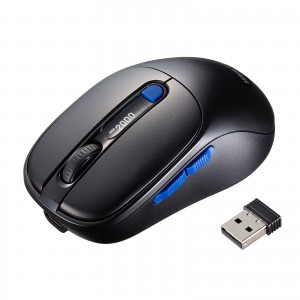 MA-WBIRS550BL / Bluetoothワイヤレスマウス(液晶付き・静音・充電式・5ボタン・ブラック+ブルー)