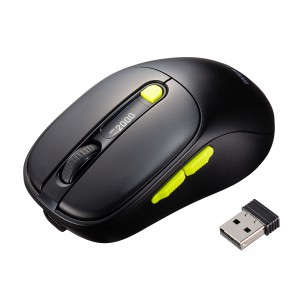 MA-WBIRS550Y / Bluetoothワイヤレスマウス（液晶付き・静音・充電式・5ボタン・ブラック＋イエロー）
