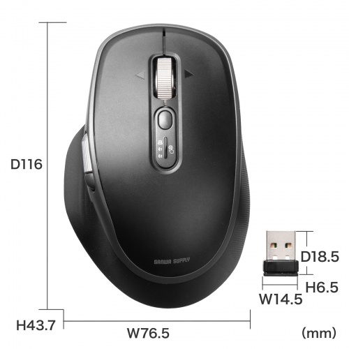 MA-WBIRS635BK / Bluetoothワイヤレスマウス(高速スクロール・チルトホイール・サイドホイール付き)