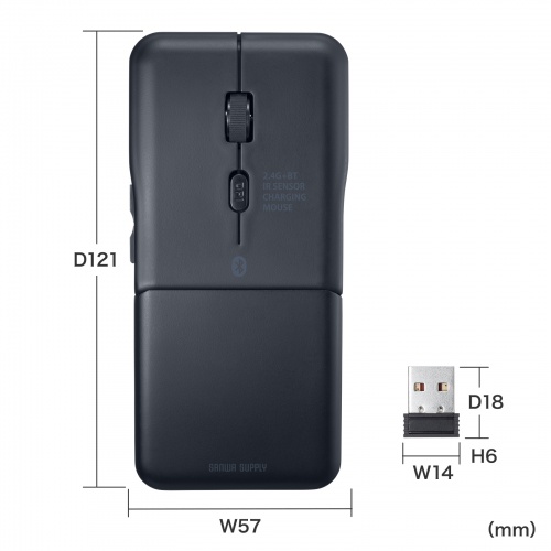 MA-WBIS5117BK / 静音ワイヤレス IR LEDコンボマウス（5ボタン・薄型）