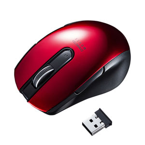 MA-WBL170R / ワイヤレスブルーLEDマウス(5ボタン・左右対称・レッド)