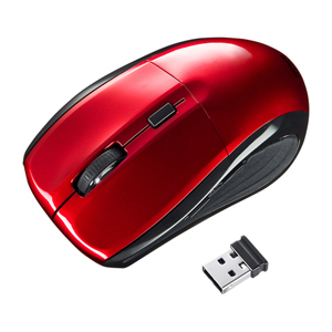 MA-WBL25R / 超小型レシーバーワイヤレスブルーLEDマウス(レッド)