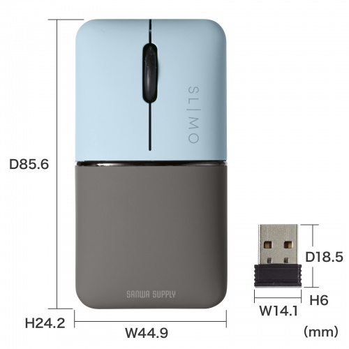 MA-WBS310BL / 静音ワイヤレスブルーLEDマウス SLIMO （充電式・USB A・ブルー）