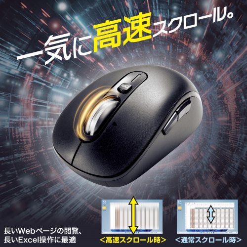 MA-WBS530BK / 静音ワイヤレスマウス（チルトホイール・高速スクロール）