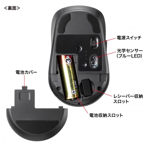 MA-WBS530BK / 静音ワイヤレスマウス（チルトホイール・高速スクロール）