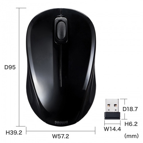 MA-WBSK315BK / 抗菌・静音ワイヤレスブルーLEDマウス（ブラック）