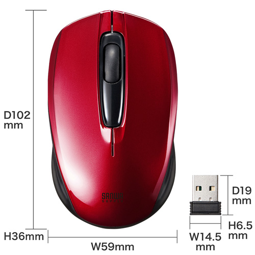MA-WH126R / ワイヤレス光学式マウス（レッド）