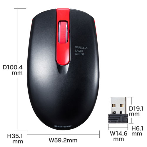 MA-WLS131R / ワイヤレス　レーザーマウス（レッド）