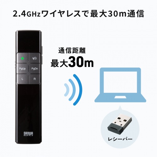 MA-WPR17BK / 2WAYプレゼンター（グリーンレーザー・マウス操作対応・タイマー機能付き）