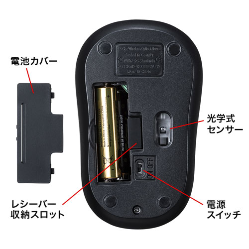 MA-WR133BK / ワイヤレス光学式マウス（ブラック）