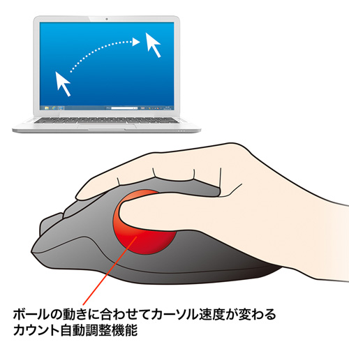 MA-WTB43BK / ワイヤレスレーザートラックボール（ブラック）