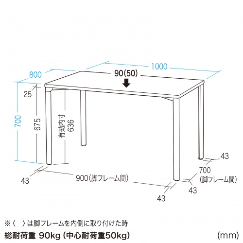 MEF-10080W / eテーブル（ホワイト）W1000×D800×H700【受注生産品】