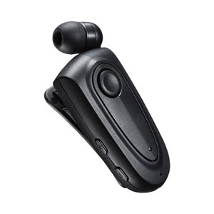 MM-BTMH50BK / Bluetoothモノラルヘッドセット(ケーブル巻き取り+クリップタイプ)