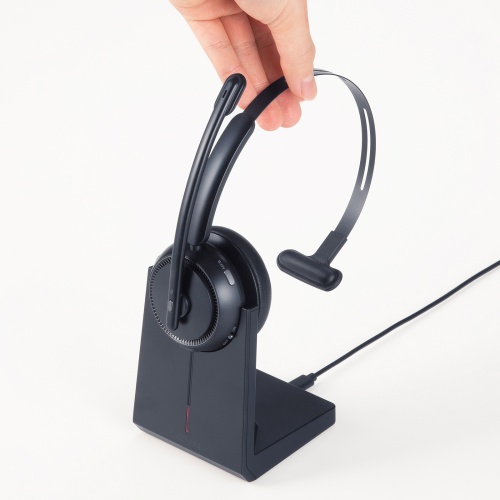 MM-BTMH76BK / Bluetoothヘッドセット(充電クレードル付き・単一指向性マイク)