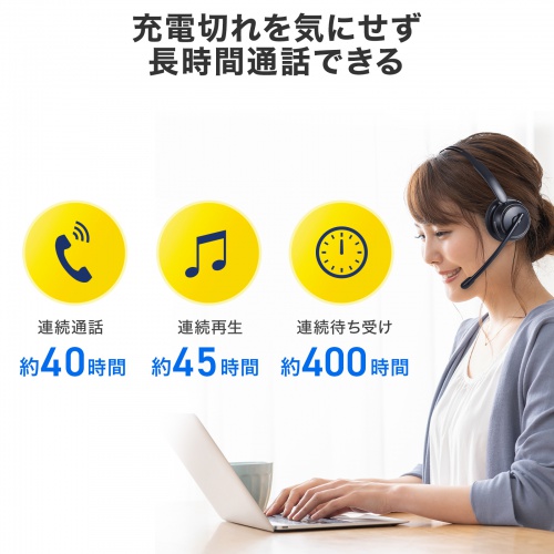 MM-BTMH76BK / Bluetoothヘッドセット(充電クレードル付き・単一指向性マイク)
