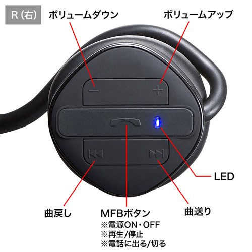 MM-BTSH35BK / Bluetoothステレオヘッドセット（ブラック）