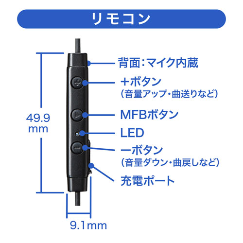 MM-BTSH36BK / Bluetoothステレオヘッドセット