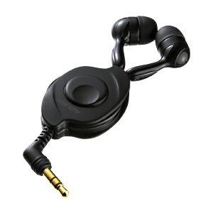 MM-HP106BK / ステレオイヤホン(巻き取り式・ブラック)