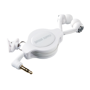 MM-HP114W / ステレオイヤホン(巻き取り式・ホワイト)