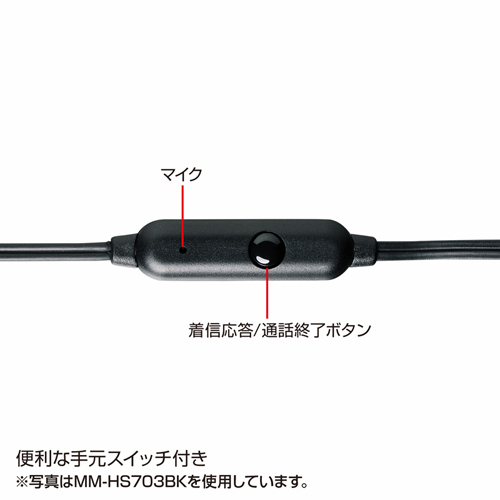 MM-HS703W / マイク付きステレオイヤホン（巻取り式）