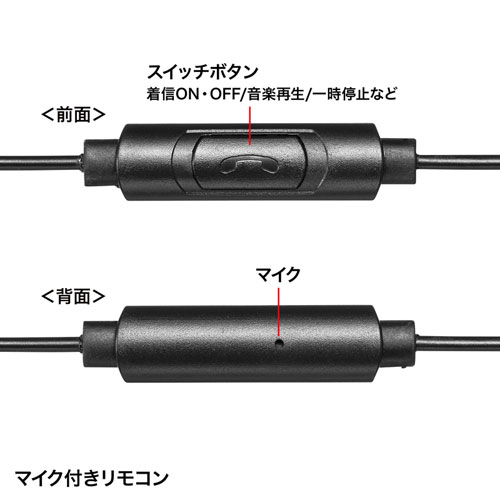 MM-HS709BK / マイク付きステレオイヤホン（ブラック）