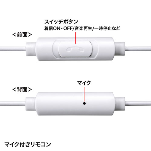 MM-HS709W / マイク付きステレオイヤホン（ホワイト）