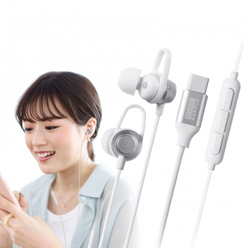 MM-HSTC05W / USB TypeCイヤホンマイク（ホワイト）