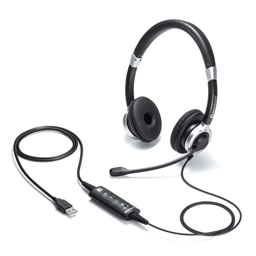 MM-HSU15ANC / ノイズキャンセリングマイク付きUSBヘッドセット（両耳タイプ）