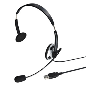 MM-HSUSB13BKN【USBヘッドセット】周囲の音も同時に聞こえる、片耳