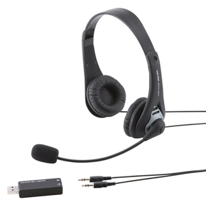 MM-HSUSB19BK / USB対応ヘッドセット(ブラック)
