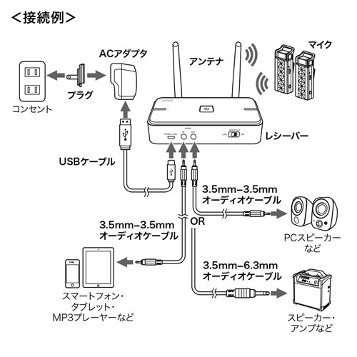 MM-MCWSET / ワイヤレスマイクシステム（2台セット）